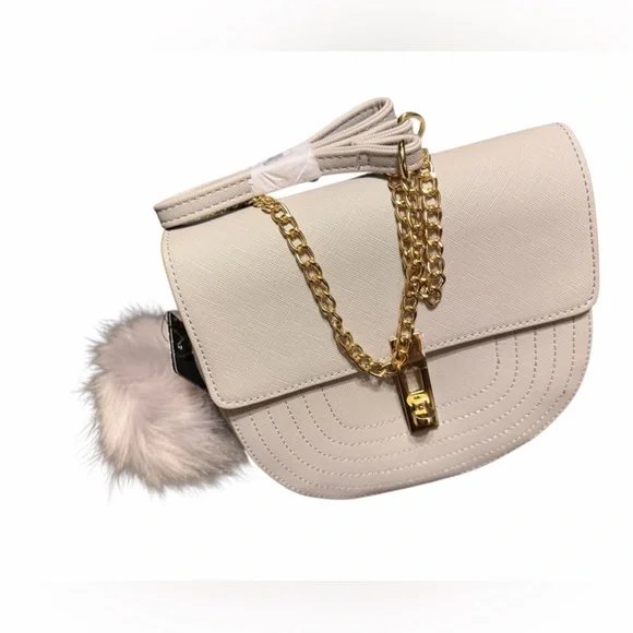 BCBG Silver Crossbody Bag with Gold Chain Strap - Picture 4 of 4